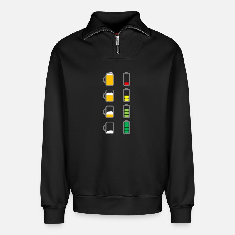 Bier Akku aufladen - Relaxed Unisex Organic Half Zip Sweatshirt – von SPREAD - Schwarz