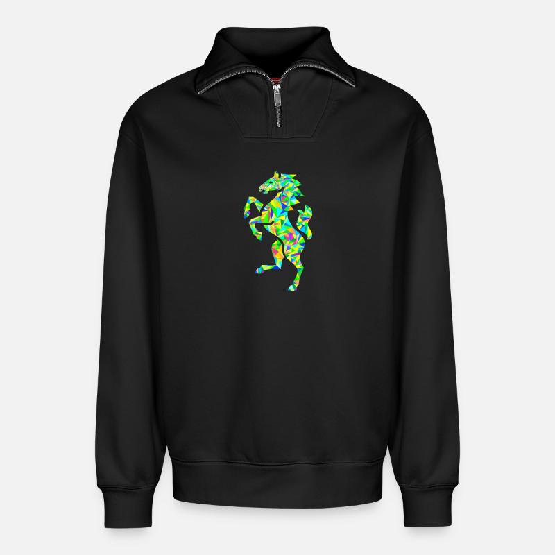 Pferd polygon bunt - Relaxed Unisex Organic Half Zip Sweatshirt – von SPREAD - Schwarz