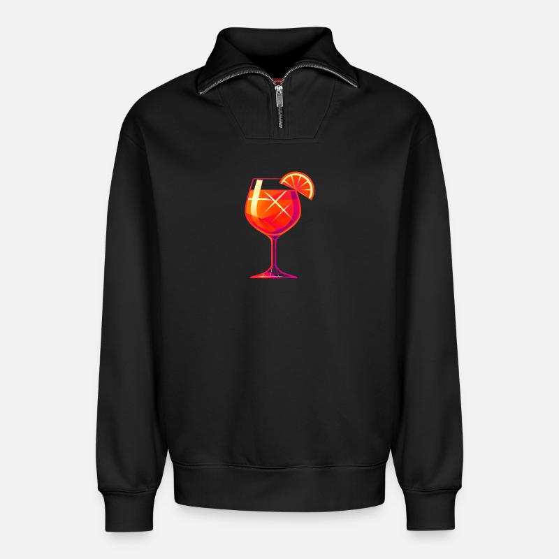 Party Spritz Glass Gift Idea - Relaxed Unisex Organic Half Zip Sweatshirt – by SPREAD - black