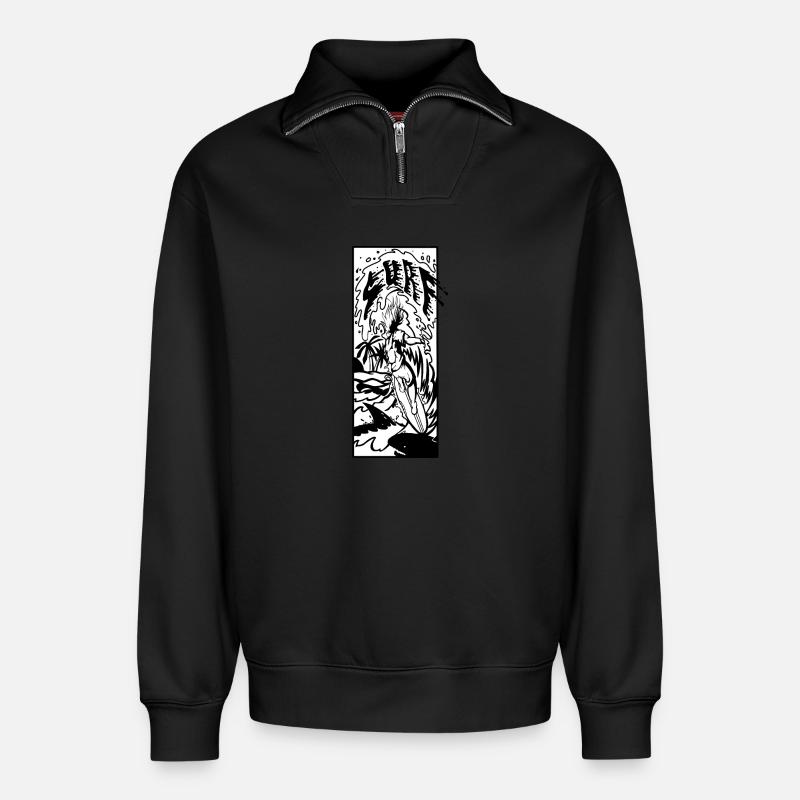 Surf - Relaxed Unisex Organic Half Zip Sweatshirt – by SPREAD - black