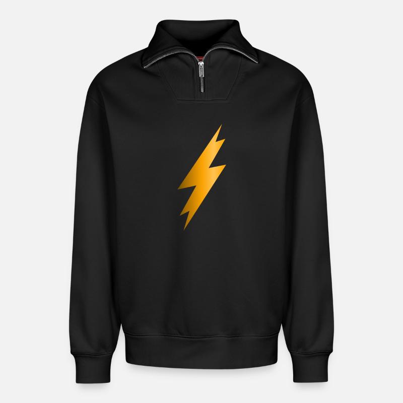 Blitzschlag - Relaxed Unisex Organic Half Zip Sweatshirt – von SPREAD - Schwarz