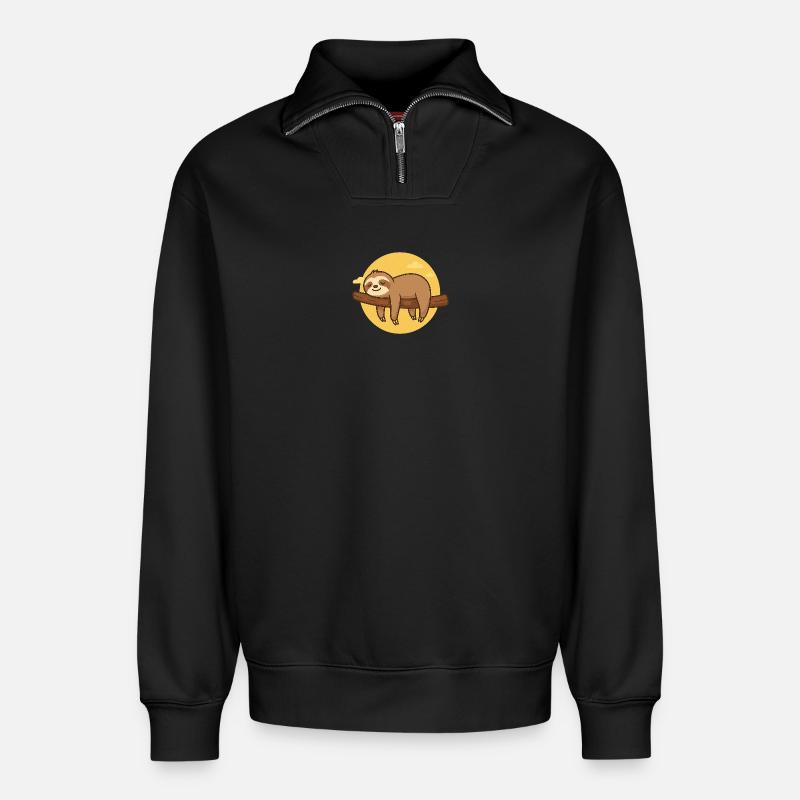 Faultier auf Baum - Relaxed Unisex Organic Half Zip Sweatshirt – von SPREAD - Schwarz