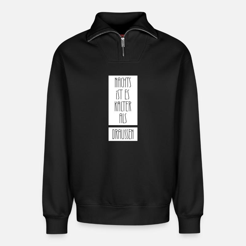 Nachts ist es kälter als draußen - Relaxed Unisex Organic Half Zip Sweatshirt – von SPREAD - Schwarz