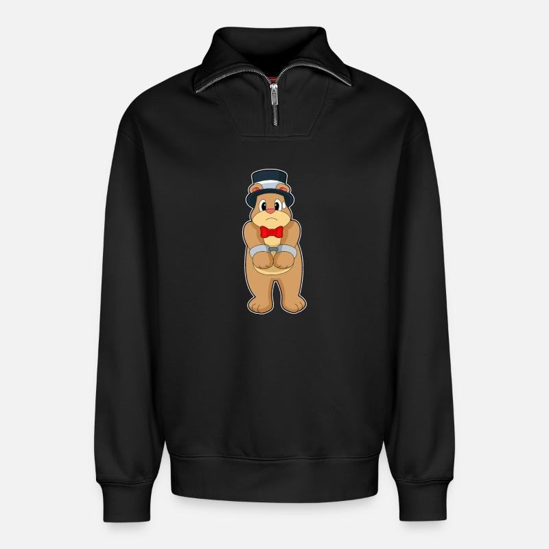 Bear Groom Menottes Mariage - Sweat unisexe décontracté en coton biologique à demi-zip – de SPREAD - noir