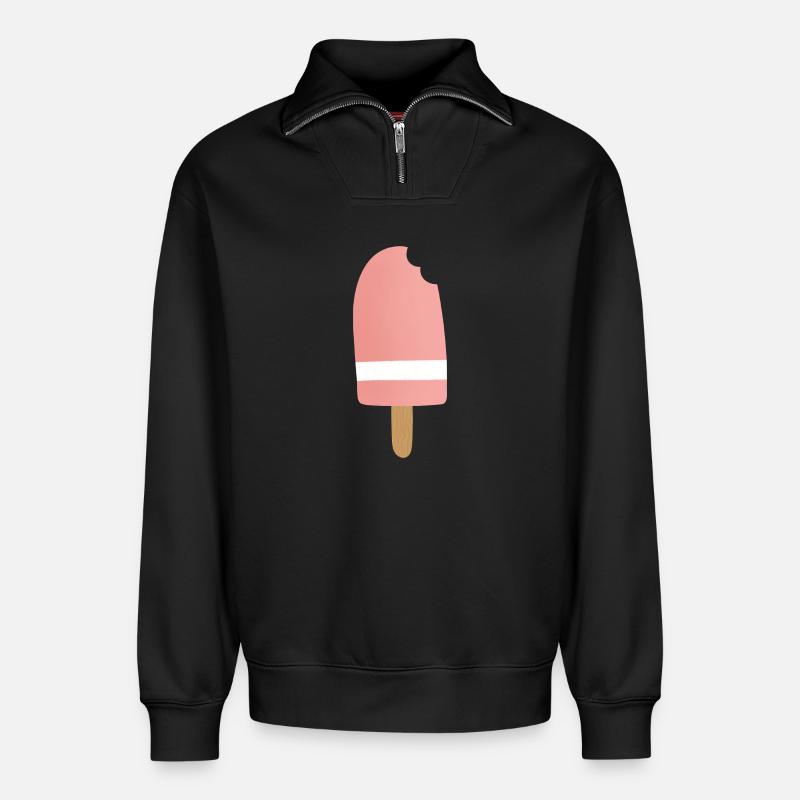 Gradient Pink Popsicle Bite - Relaxed Unisex Organic Half Zip Sweatshirt – by SPREAD - black