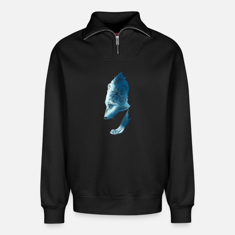Wolf - Relaxed Unisex Organic Half Zip Sweatshirt – by SPREAD - black