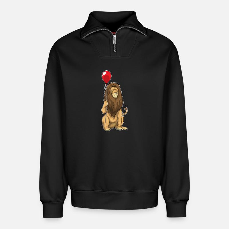 Löwe Luftballon - Relaxed Unisex Organic Half Zip Sweatshirt – von SPREAD - Schwarz