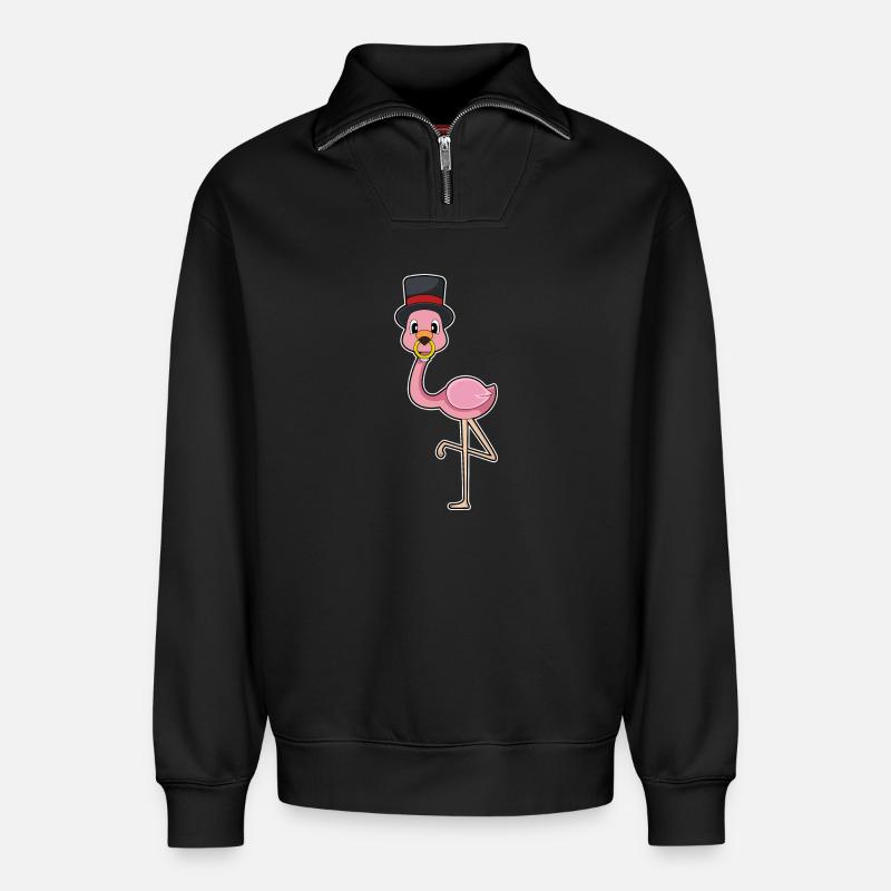 Flamingo Bräutigam Ehering Hochzeit - Relaxed Unisex Organic Half Zip Sweatshirt – von SPREAD - Schwarz