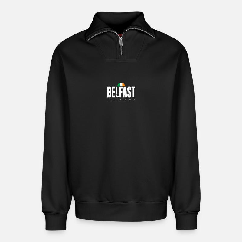 Belfast - Relaxed Unisex Organic Half Zip Sweatshirt – von SPREAD - Schwarz