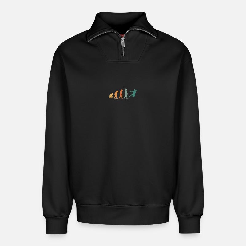 Evolution Handball Retro - Relaxed Unisex Organic Half Zip Sweatshirt – von SPREAD - Schwarz