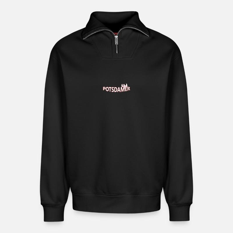 POTSDAMER - Relaxed Unisex Organic Half Zip Sweatshirt – von SPREAD - Schwarz