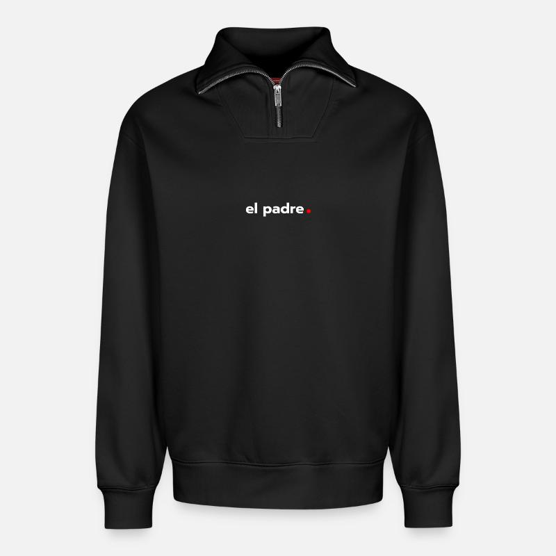 El Padre - Relaxed Unisex Organic Half Zip Sweatshirt – von SPREAD - Schwarz
