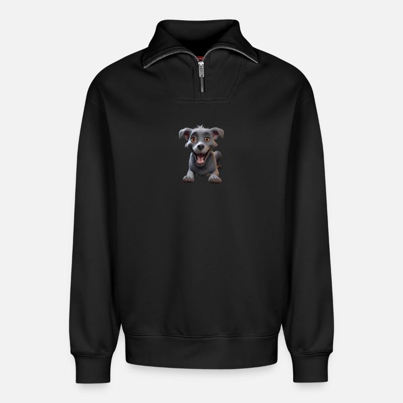 Wartender Hund - Relaxed Unisex Organic Half Zip Sweatshirt – von SPREAD - Schwarz