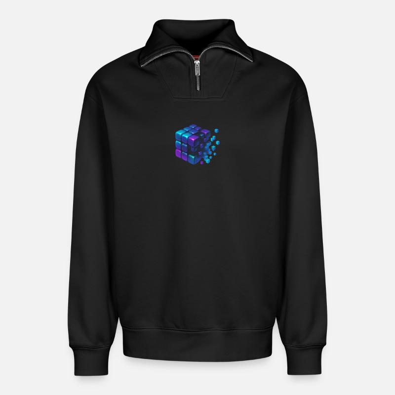 Digital Cube Explosion - Relaxed Unisex Organic Half Zip Sweatshirt – von SPREAD - Schwarz