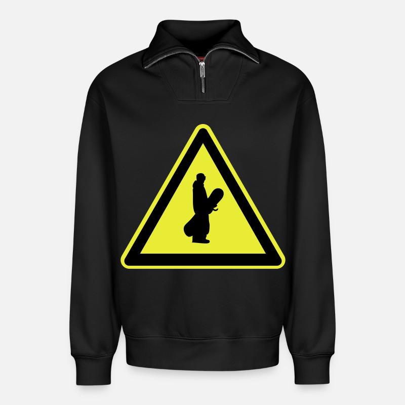 Plaque de snowboard - Sweat unisexe décontracté en coton biologique à demi-zip – de SPREAD - noir