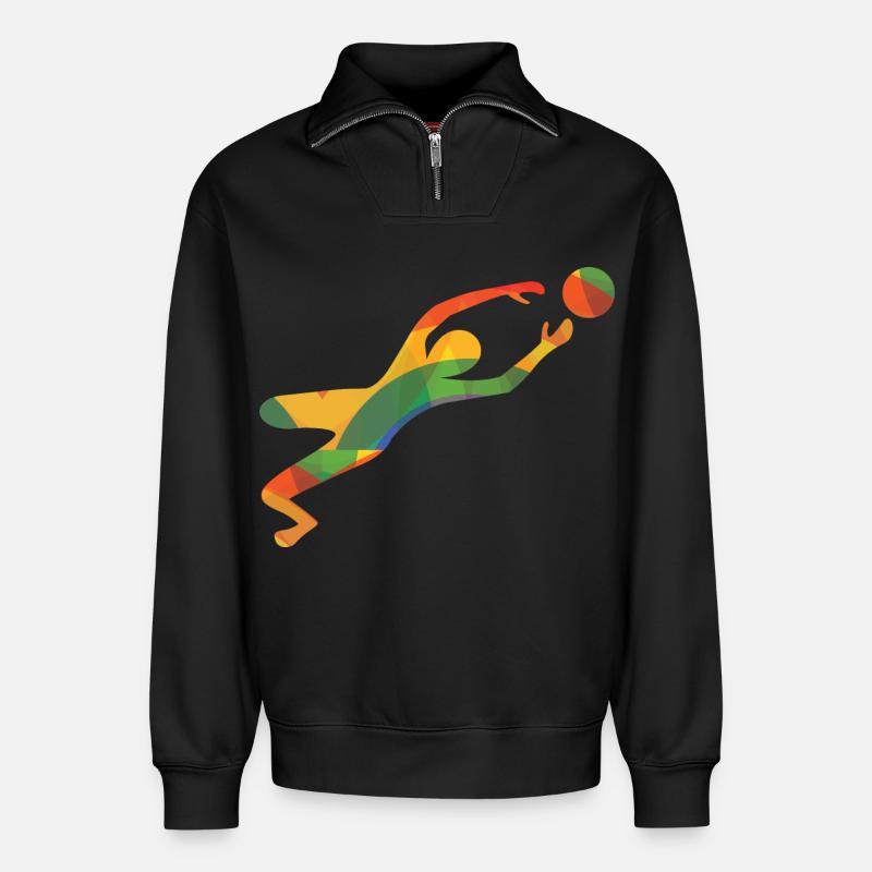 Farbiger Torwart - Relaxed Unisex Organic Half Zip Sweatshirt – von SPREAD - Schwarz