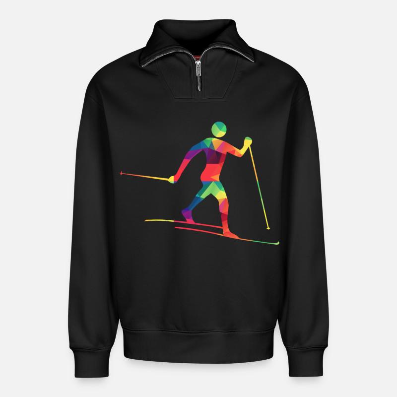 Bunter Langläufer - Relaxed Unisex Organic Half Zip Sweatshirt – von SPREAD - Schwarz