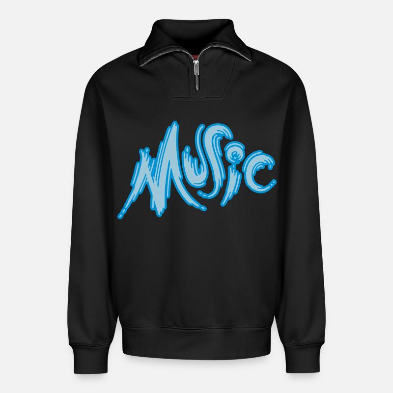 Music - Relaxed Unisex Organic Half Zip Sweatshirt – von SPREAD - Schwarz