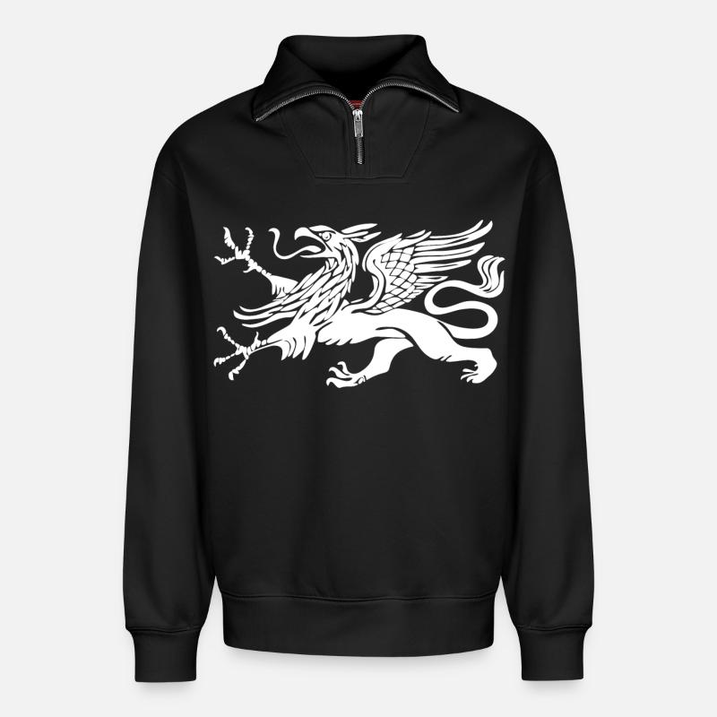 Rostock Greif - Vogel Greif - Relaxed Unisex Organic Half Zip Sweatshirt – von SPREAD - Schwarz