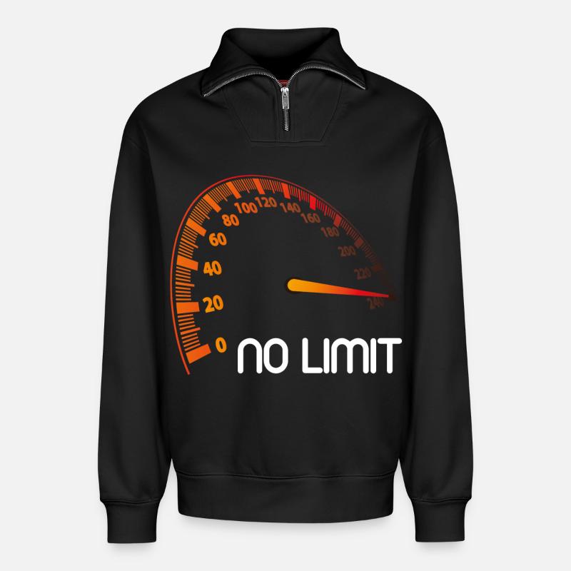 Speedometer - No Limit - Relaxed Unisex Organic Half Zip Sweatshirt – by SPREAD - black