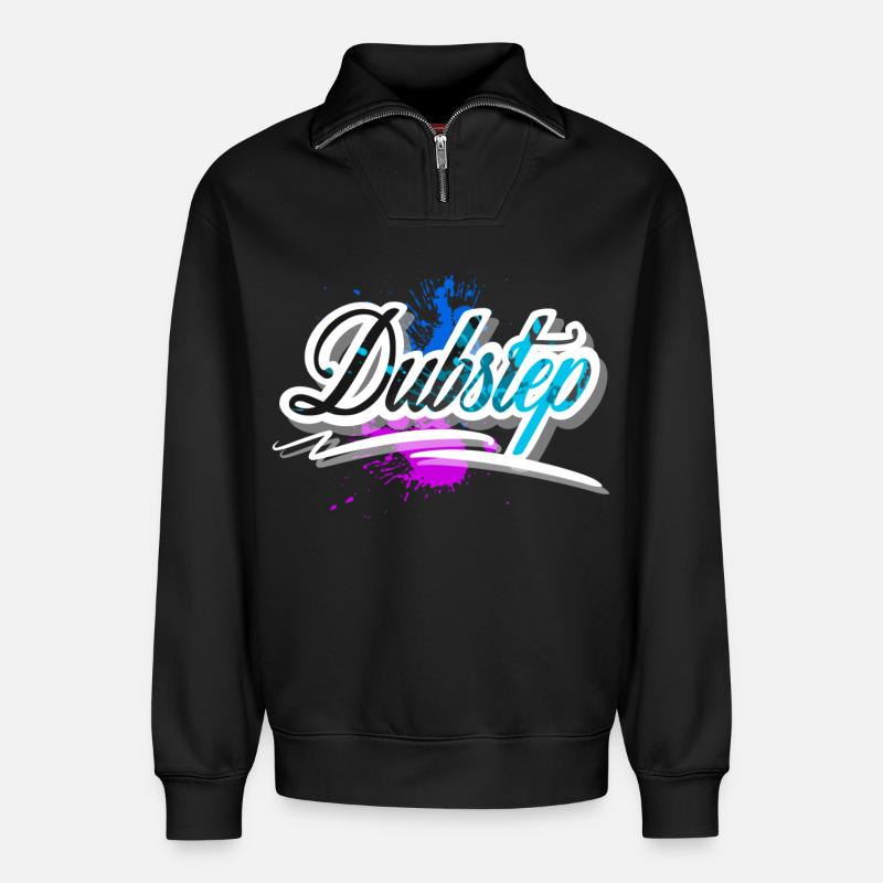 dubstep - Sweat unisexe décontracté en coton biologique à demi-zip – de SPREAD - noir