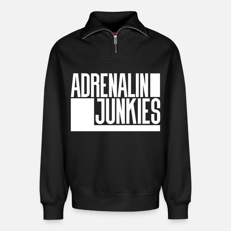 Adrenalin Junkies - Relaxed Unisex Organic Half Zip Sweatshirt – von SPREAD - Schwarz
