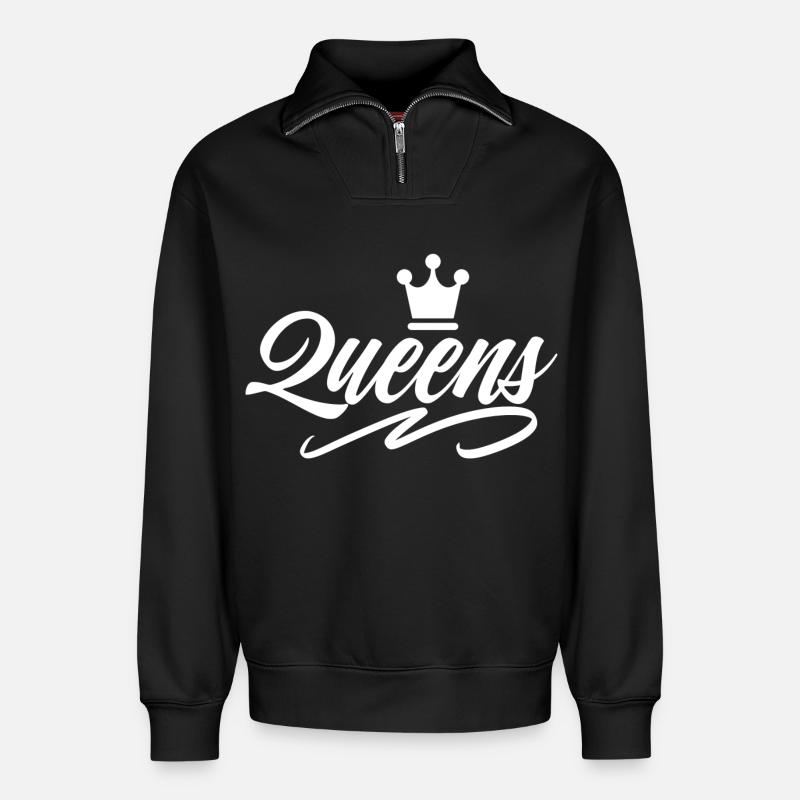 Queens - Relaxed Unisex Organic Half Zip Sweatshirt – von SPREAD - Schwarz