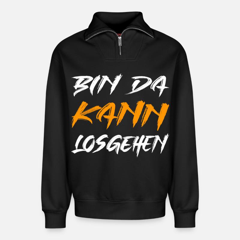 Bin da kann losgehen - Relaxed Unisex Organic Half Zip Sweatshirt – von SPREAD - Schwarz