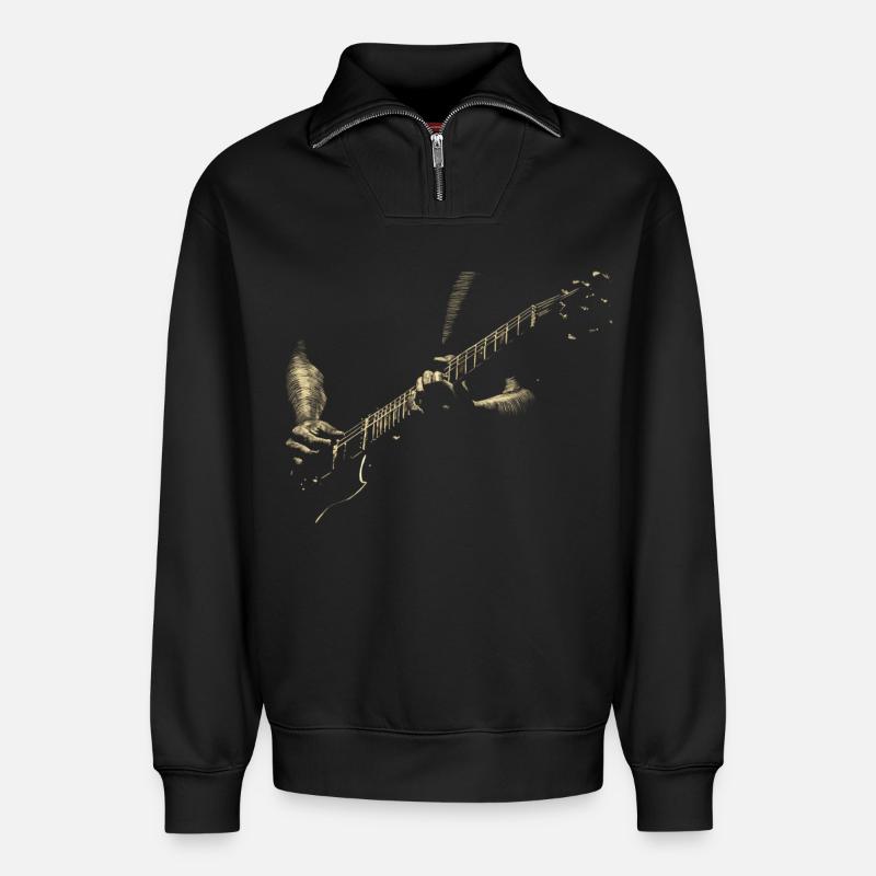 gitarre - Relaxed Unisex Organic Half Zip Sweatshirt – von SPREAD - Schwarz