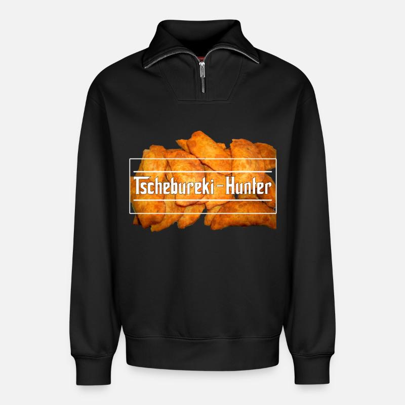 Tschebureki-Hunter - Relaxed Unisex Organic Half Zip Sweatshirt – von SPREAD - Schwarz