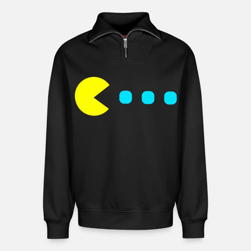 Retro Game - Relaxed Unisex Organic Half Zip Sweatshirt – von SPREAD - Schwarz