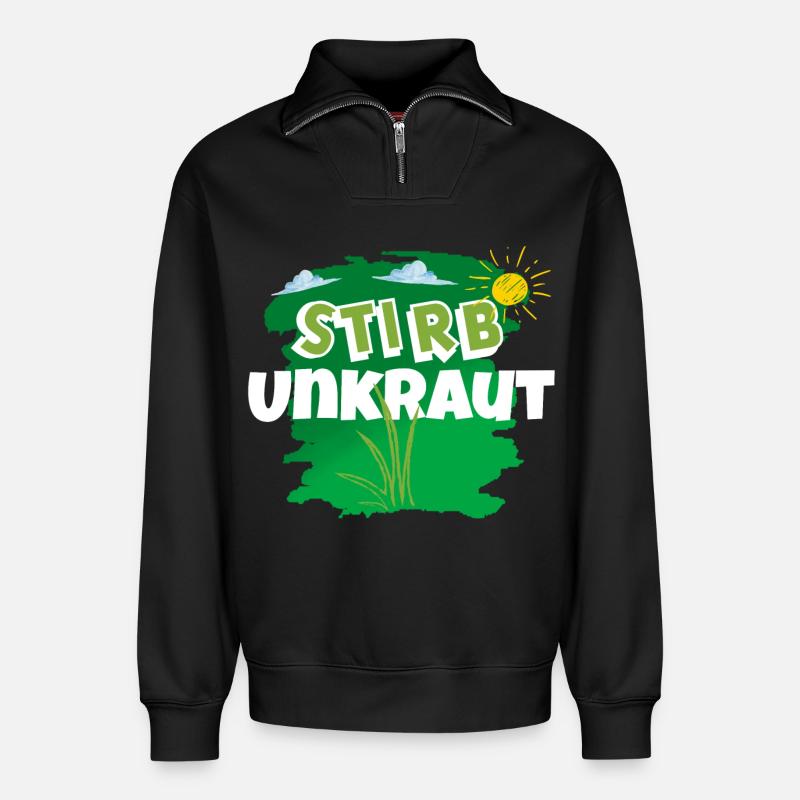Garten Gärtner - Relaxed Unisex Organic Half Zip Sweatshirt – von SPREAD - Schwarz