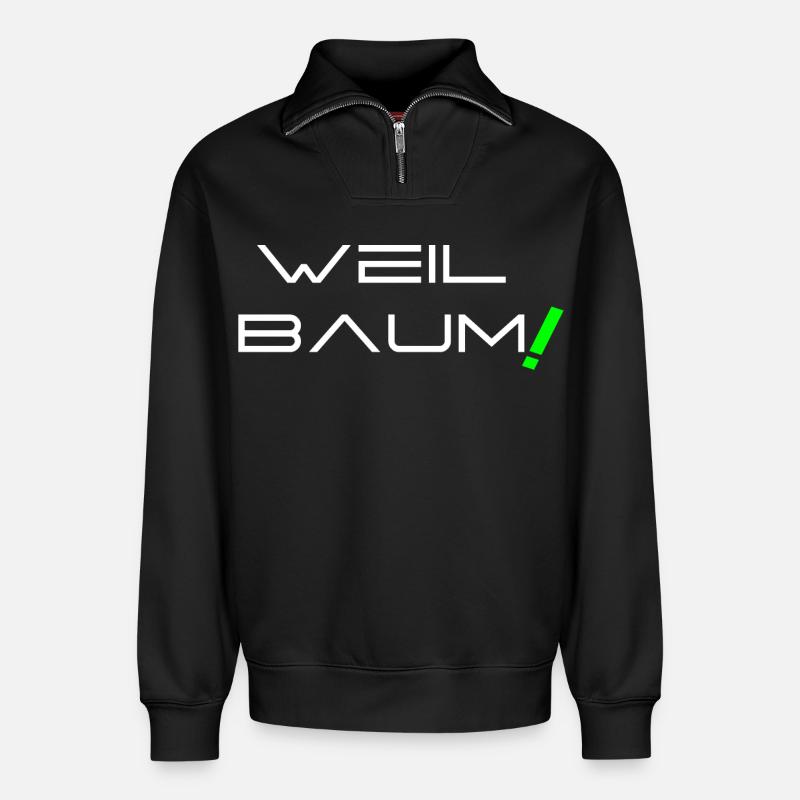 Parce qu’arbre ! - Sweat unisexe décontracté en coton biologique à demi-zip – de SPREAD - noir