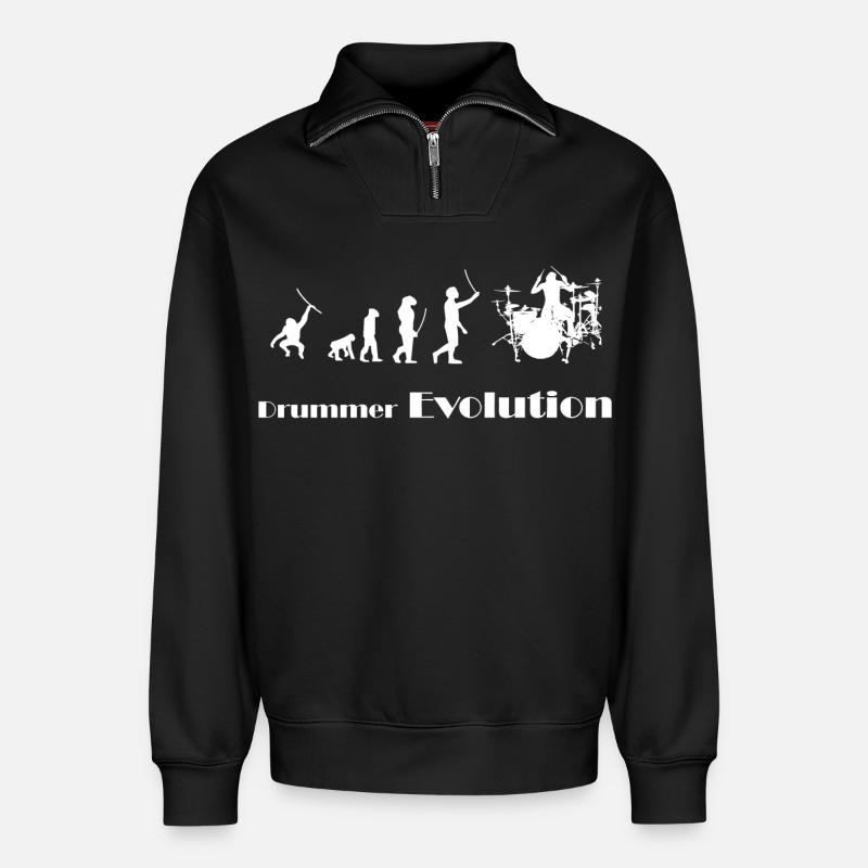 Evolution drummer - Relaxed Unisex Organic Half Zip Sweatshirt – by SPREAD - black