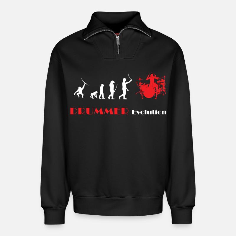 DRUMMER Evolution rot - Relaxed Unisex Organic Half Zip Sweatshirt – von SPREAD - Schwarz