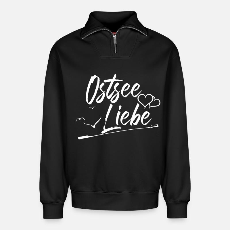 Ostsee Liebe - Relaxed Unisex Organic Half Zip Sweatshirt – von SPREAD - Schwarz