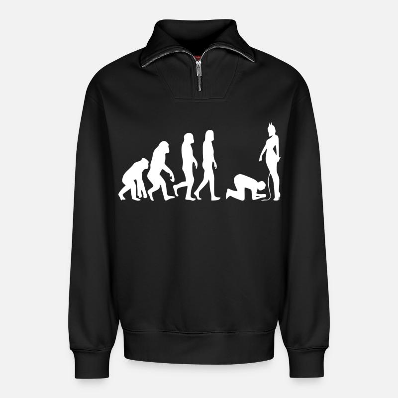 Evolution man - Relaxed Unisex Organic Half Zip Sweatshirt – by SPREAD - black