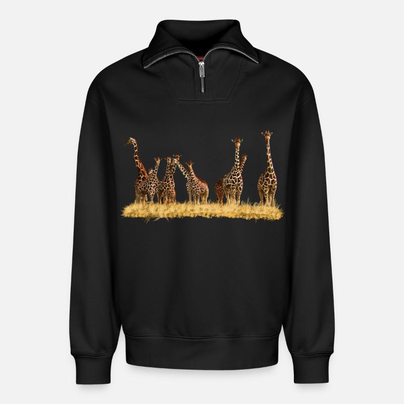 Giraffen - Relaxed Unisex Organic Half Zip Sweatshirt – von SPREAD - Schwarz