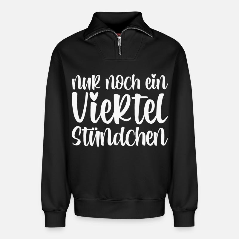 Nur Noch Ein Viertel Stündchen - Relaxed Unisex Organic Half Zip Sweatshirt – von SPREAD - Schwarz
