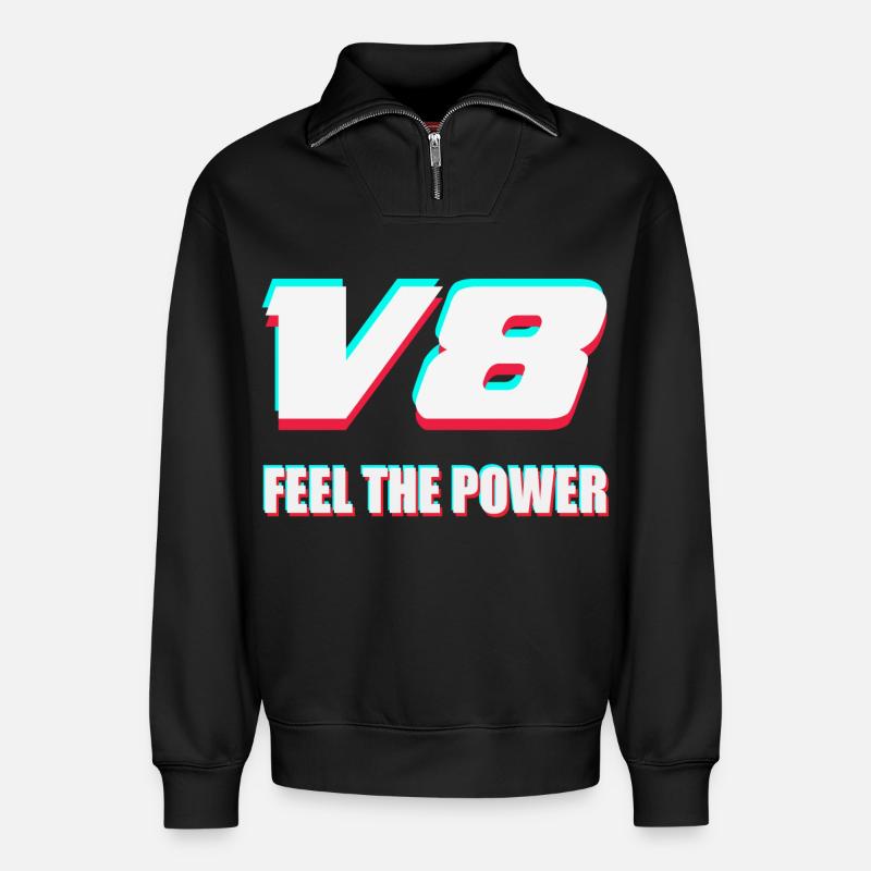 V8 - Relaxed Unisex Organic Half Zip Sweatshirt – von SPREAD - Schwarz