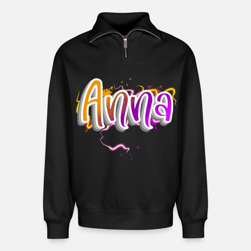 Anna - Relaxed Unisex Organic Half Zip Sweatshirt – von SPREAD - Schwarz