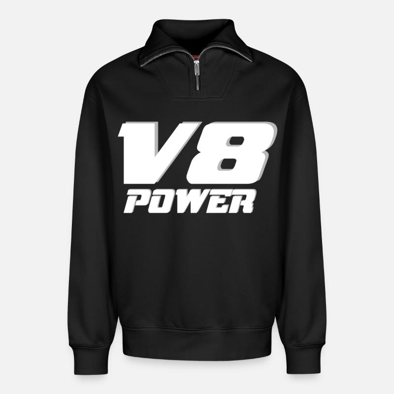 V8 - Relaxed Unisex Organic Half Zip Sweatshirt – by SPREAD - black