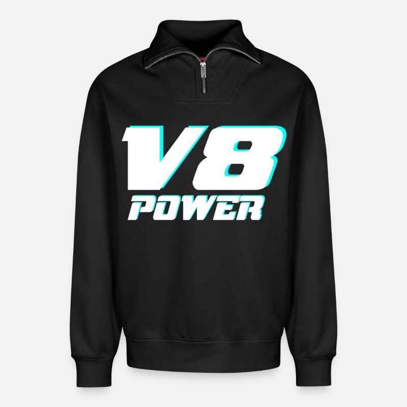 V8 - Relaxed Unisex Organic Half Zip Sweatshirt – by SPREAD - black