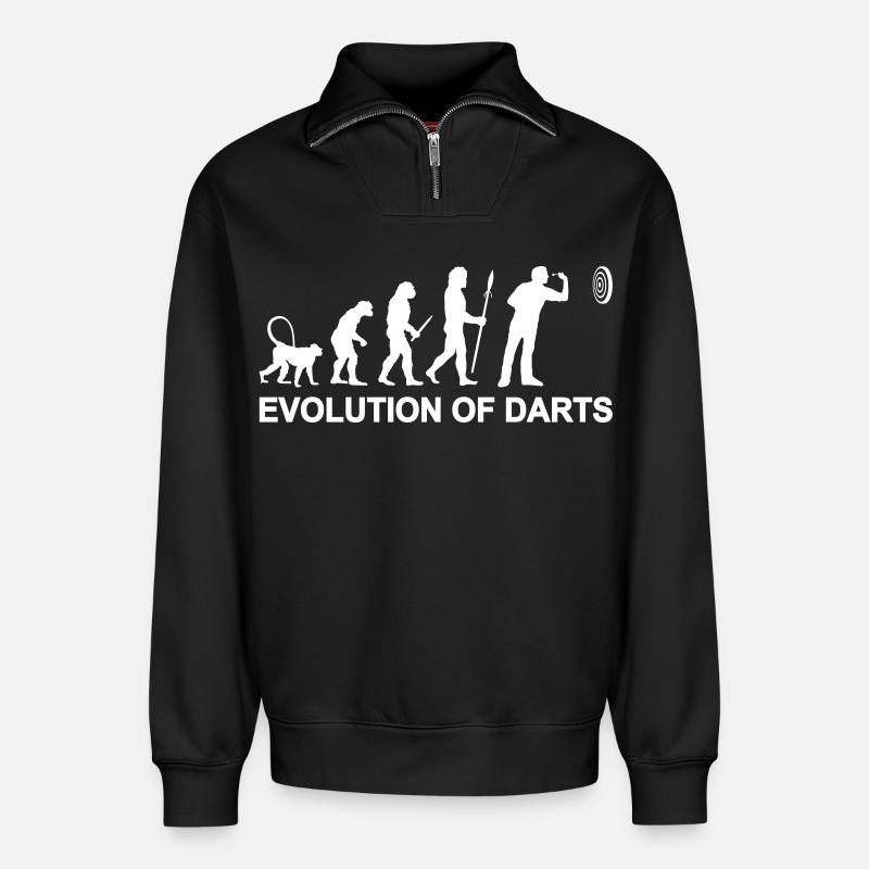 Evolution des Darts - Relaxed Unisex Organic Half Zip Sweatshirt – von SPREAD - Schwarz