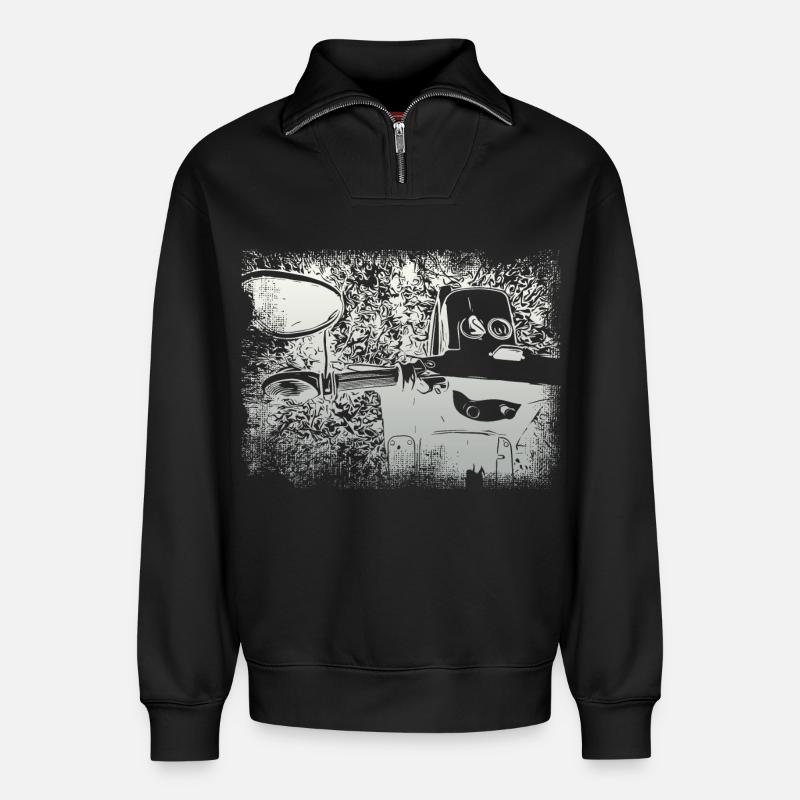 Simson Schwalbe KR51 - Relaxed Unisex Organic Half Zip Sweatshirt – von SPREAD - Schwarz