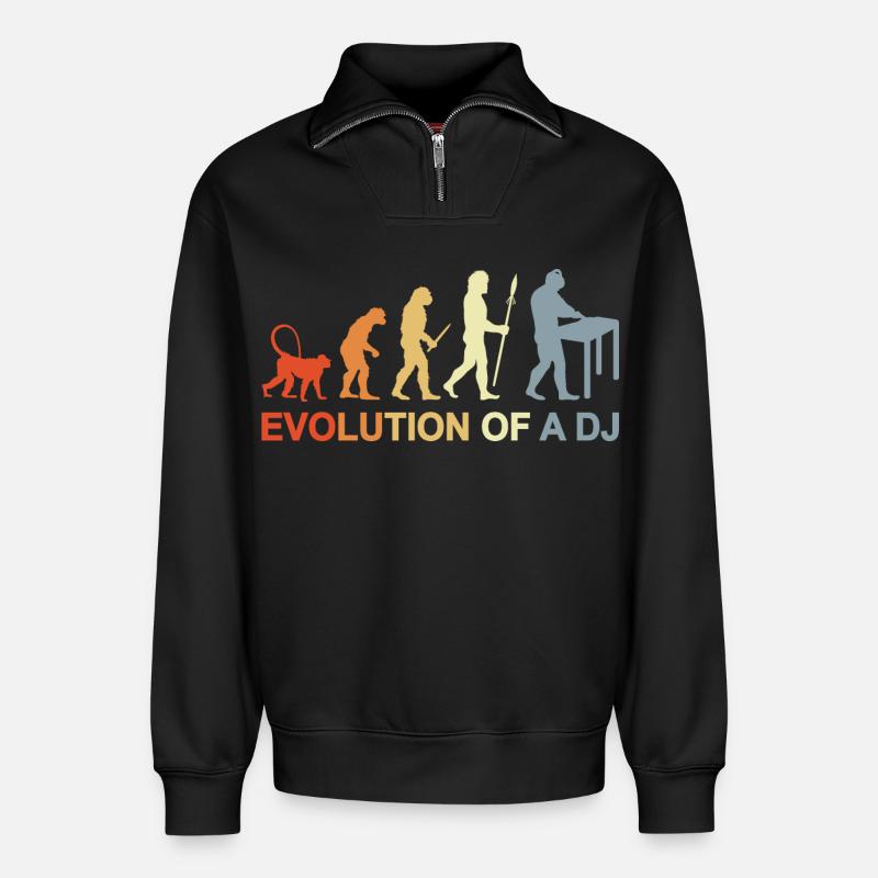 Évolution d’un DJ - Sweat unisexe décontracté en coton biologique à demi-zip – de SPREAD - noir