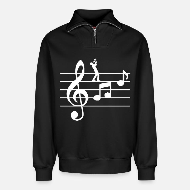 Flute Wind Instruments - Relaxed Unisex Organic Half Zip Sweatshirt – by SPREAD - black