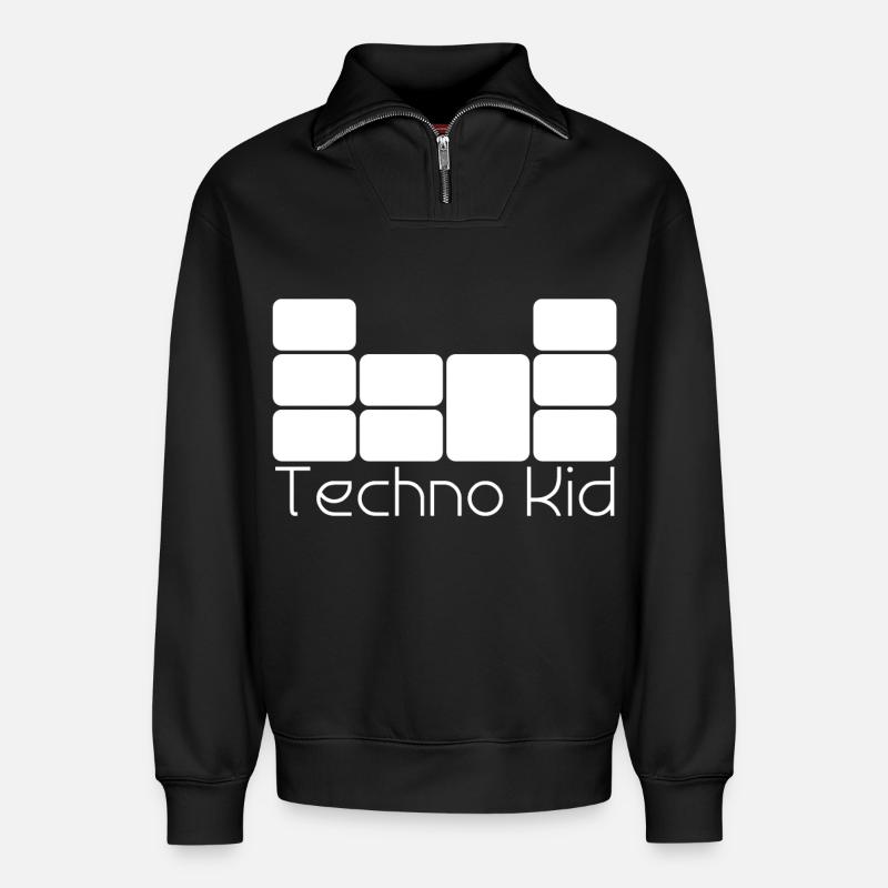 Techno Kid - Relaxed Unisex Organic Half Zip Sweatshirt – von SPREAD - Schwarz