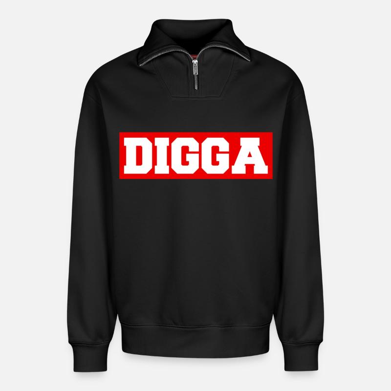 Digga - Relaxed Unisex Organic Half Zip Sweatshirt – von SPREAD - Schwarz