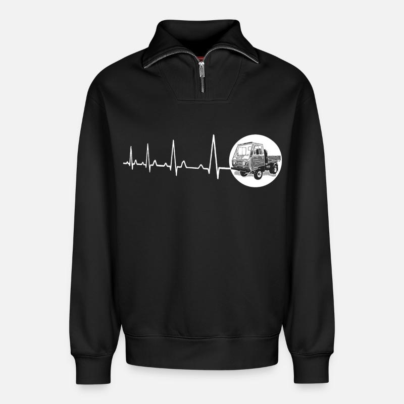 Herzschlag - Multicar M25 - Relaxed Unisex Organic Half Zip Sweatshirt – von SPREAD - Schwarz